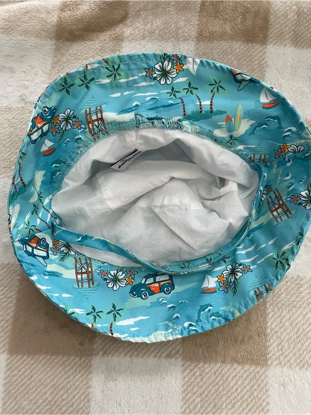 Flap Happy Blue Tropical Kids Bucket Hat with Orange Accents Babies size XL